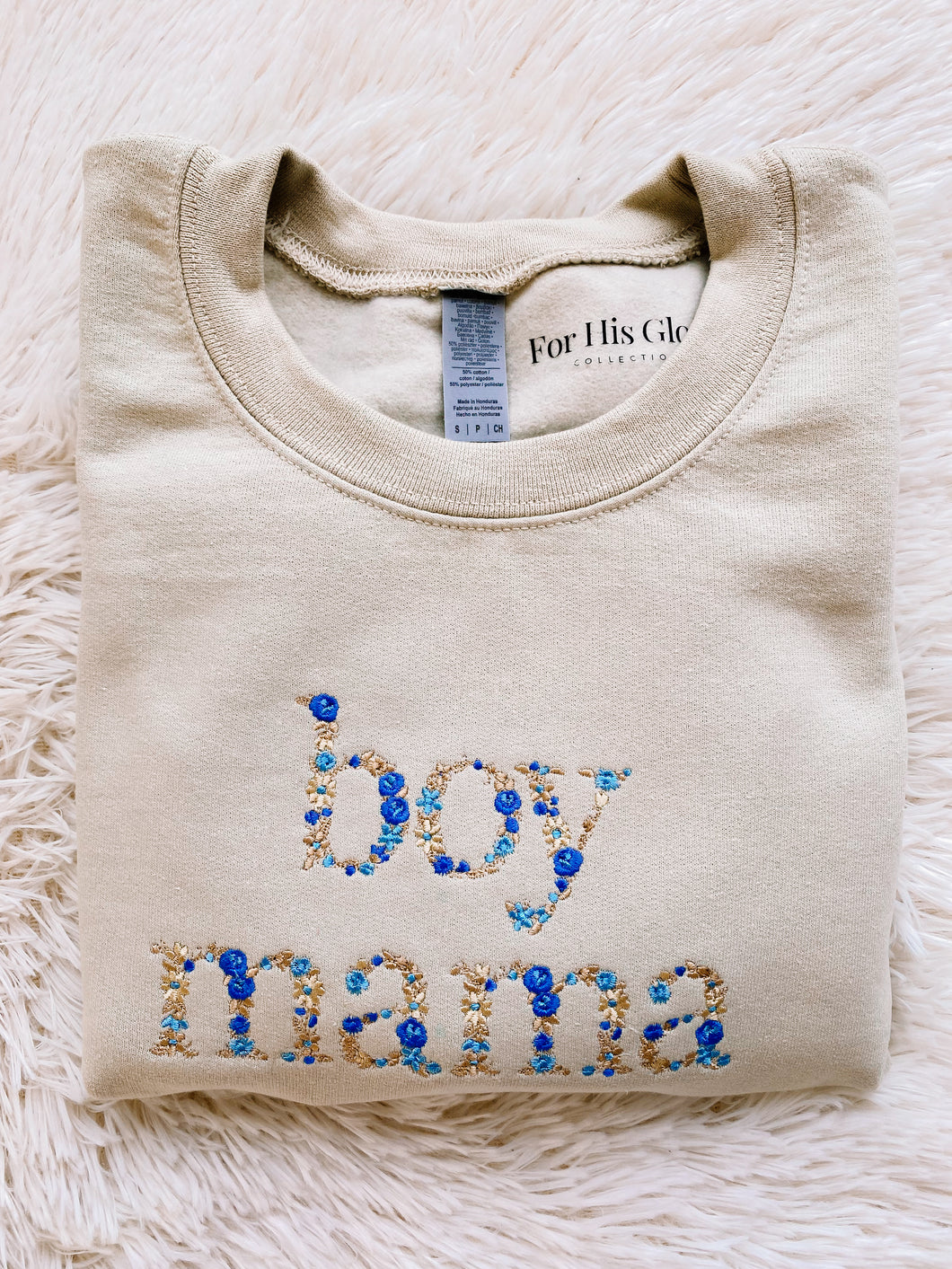 Boy Mama Embroidered Tan | Sweatshirt