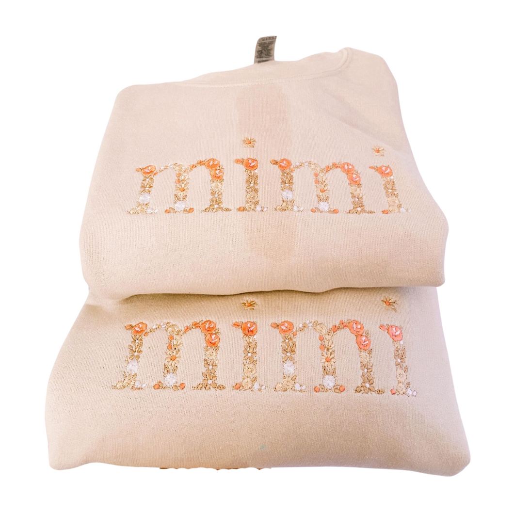 Mimi Embroidered Tan | Sweatshirt